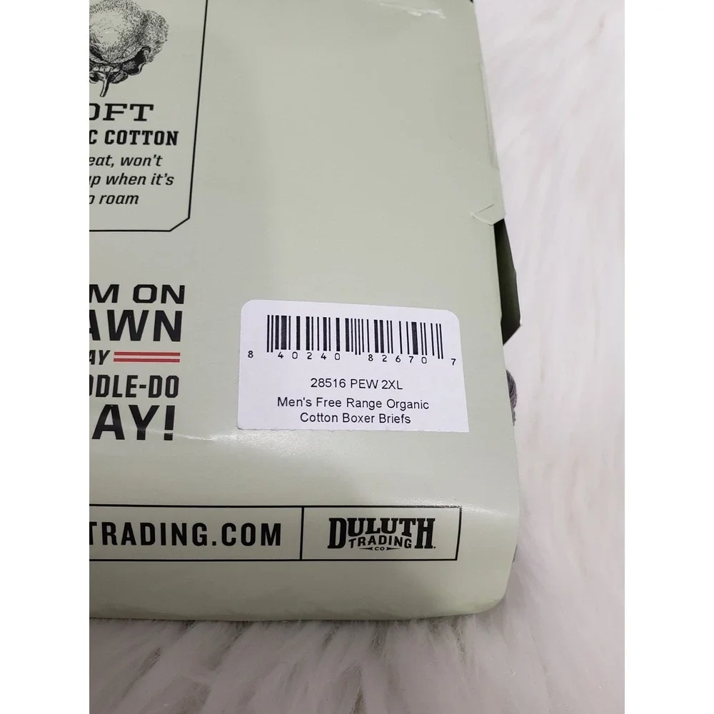 NEW BOXER BRIEFS Duluth Trading Free Range Cotton 2XL (44-46) Gray